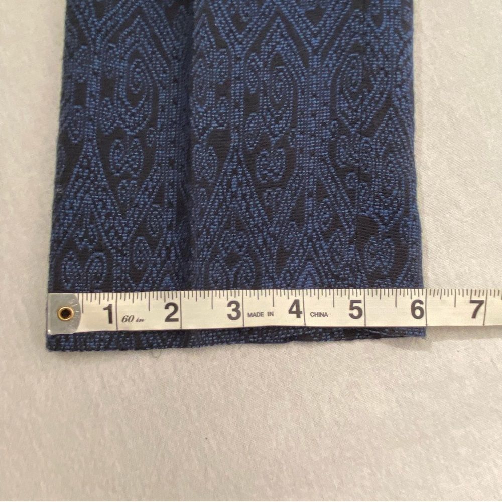 Zara Damask Print Slim Ankle Pants Blue Black Jacquard XS - Picture 9 of 12